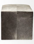 20" Gray Fabric and Wool Cube Ottoman