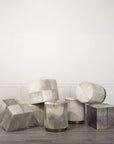 20" Gray Fabric and Wool Cube Ottoman