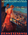 Vintage 1935 Atlantic City Travel Unframed Print Wall Art