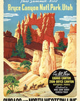 Vintage 1950s Bryce Canyon National Park Unframed Print Wall Art