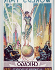 Vintage 1933 Chicago Worlds Fair Unframed Print Wall Art