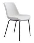 Set of Two White And Black Upholstered Faux Leather Dining Side Chairs