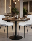 Set of Two White And Black Upholstered Faux Leather Dining Side Chairs
