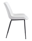 Set of Two White And Black Upholstered Faux Leather Dining Side Chairs