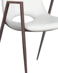 Set of Two White and Brown Upholstered Faux Leather Open Back Dining Arm Chairs