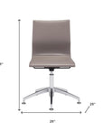 Taupe and Silver Swivel Faux Leather Conference Office Chair