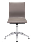 Taupe and Silver Swivel Faux Leather Conference Office Chair