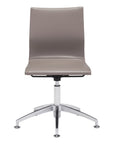 Taupe and Silver Swivel Faux Leather Conference Office Chair