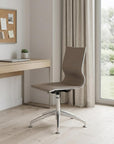Taupe and Silver Swivel Faux Leather Conference Office Chair