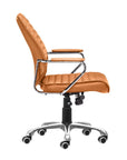 Orange and Silver Adjustable Swivel Faux Leather Rolling Executive Office Chair
