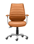 Orange and Silver Adjustable Swivel Faux Leather Rolling Executive Office Chair