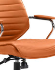 Orange and Silver Adjustable Swivel Faux Leather Rolling Executive Office Chair