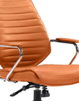 Orange and Silver Adjustable Swivel Faux Leather Rolling Executive Office Chair