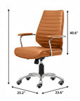 Orange and Silver Adjustable Swivel Faux Leather Rolling Executive Office Chair