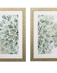 Set of Two Seafoam Green Watercolor Floral Wall Art