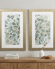 Set of Two Seafoam Green Watercolor Floral Wall Art