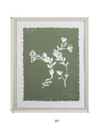 Moss Green and White Botanical Flowers 1 Wall Art