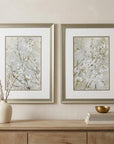 Set of Two Small White Flowers Wall Art