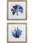 Set of Two Navy Underwater Coral Watercolor Wall Art