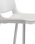 Set of Two 29" White And Silver Faux Leather And Steel Low Back Bar Height Bar Chairs