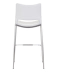 Set of Two 29" White And Silver Faux Leather And Steel Low Back Bar Height Bar Chairs