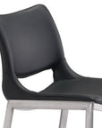 Set of Two 29" Black And Silver Faux Leather And Steel Low Back Bar Height Bar Chairs