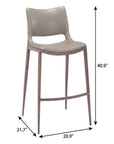 Set of Two 29" Gray And Brown Faux Leather And Steel Low Back Bar Height Bar Chairs