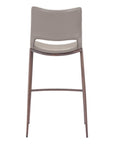 Set of Two 29" Gray And Brown Faux Leather And Steel Low Back Bar Height Bar Chairs