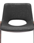 Set of Two 29" Black And Brown Faux Leather And Steel Low Back Bar Height Bar Chairs