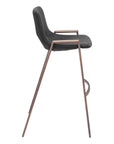 Set of Two 29" Black And Brown Faux Leather And Steel Low Back Bar Height Bar Chairs