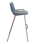 Set of Two 29" Gray And Brown Faux Leather And Steel Low Back Bar Height Bar Chairs