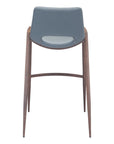 Set of Two 29" Gray And Brown Faux Leather And Steel Low Back Bar Height Bar Chairs