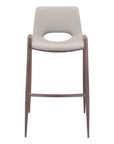 Set of Two 29" Beige And Brown Faux Leather And Steel Low Back Bar Height Bar Chairs
