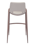 Set of Two 29" Beige And Brown Faux Leather And Steel Low Back Bar Height Bar Chairs