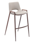 Set of Two 29" Beige And Brown Faux Leather And Steel Low Back Bar Height Bar Chairs