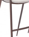 Set of Two 29" Beige And Brown Faux Leather And Steel Low Back Bar Height Bar Chairs