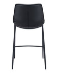 Set of Two 30" Black Faux Leather And Steel Low Back Bar Height Bar Chairs