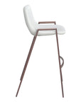 Set of Two 29" Gray And Brown Faux Leather And Steel Low Back Bar Height Bar Chairs