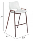 Set of Two 29" Gray And Brown Faux Leather And Steel Low Back Bar Height Bar Chairs