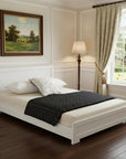 White Solid and Manufactured Wood Queen Bed Frame