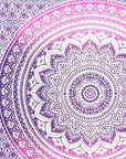 80" X 56" Purple And White Mandala Cotton Hanging Tapestry