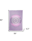 80" X 56" Purple And White Mandala Cotton Hanging Tapestry