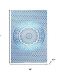 80" X 56" Blue And White Mandala Cotton Hanging Tapestry
