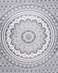 80" X 56" Gray And White Mandala Cotton Hanging Tapestry