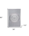 80" X 56" Gray And White Mandala Cotton Hanging Tapestry
