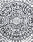 80" X 56" Black And White Mandala Cotton Hanging Tapestry