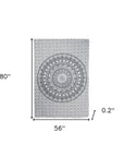 80" X 56" Black And White Mandala Cotton Hanging Tapestry