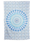 80" X 56" Blue And White Mandala Cotton Hanging Tapestry