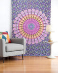 80" X 56" Purple Pink And Yellow Mandala Cotton Hanging Tapestry