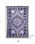 80" X 56" Purple Black And White Mandala Cotton Hanging Tapestry